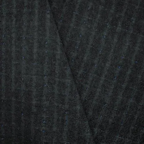 1 YD PC-Black/Night Navy Wool Blend Boucle Plaid Jacketing Fabric