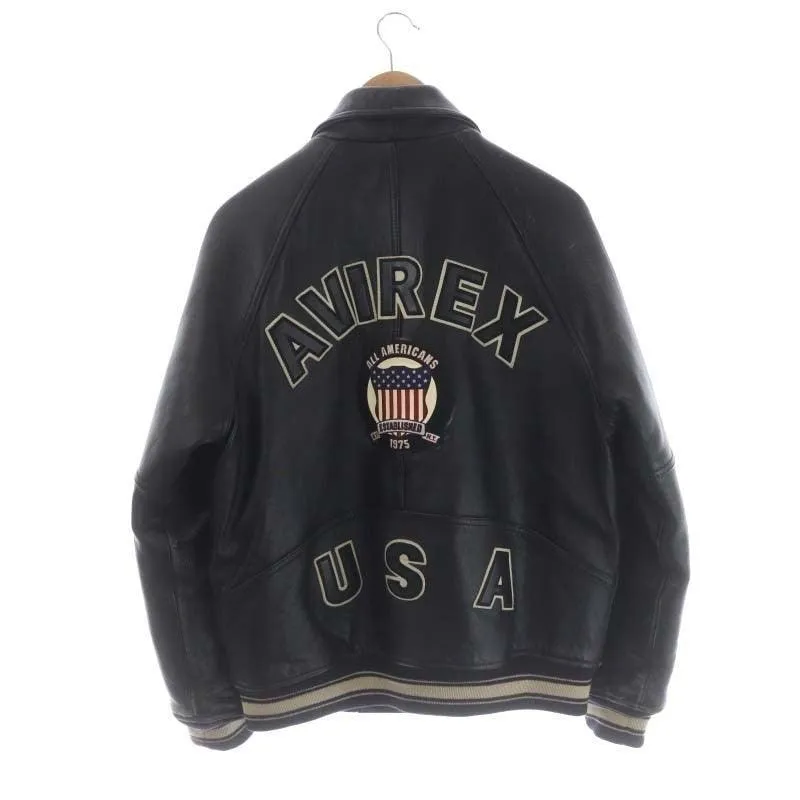 Avirex Leather Varsity Black Jacket