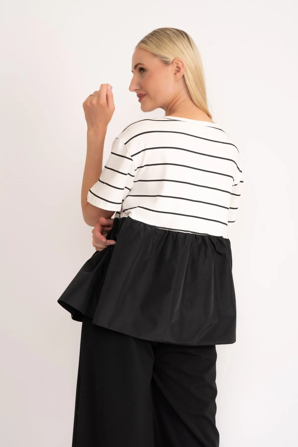 Black Bow Peplum T-Shirt