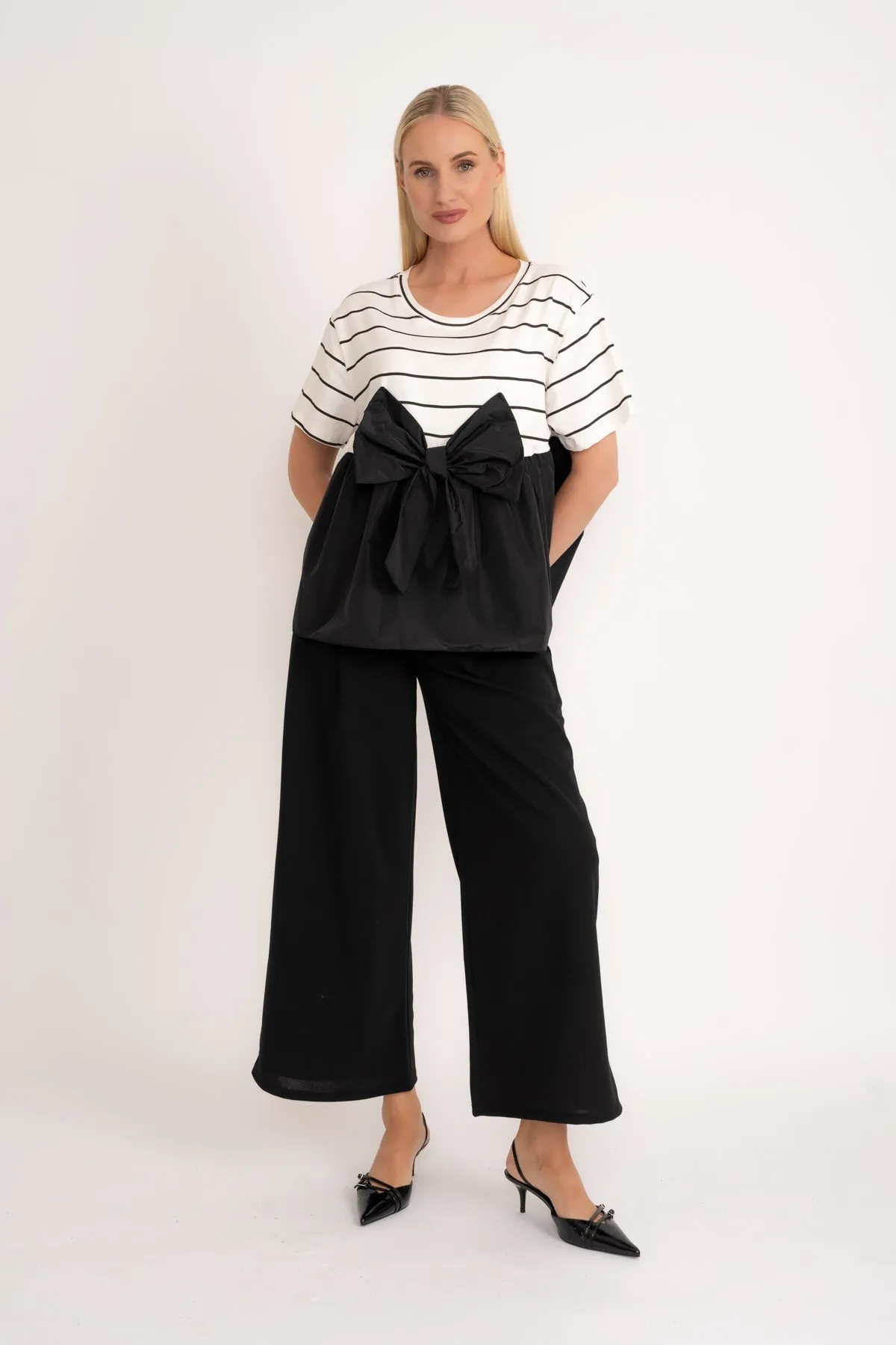 Black Bow Peplum T-Shirt