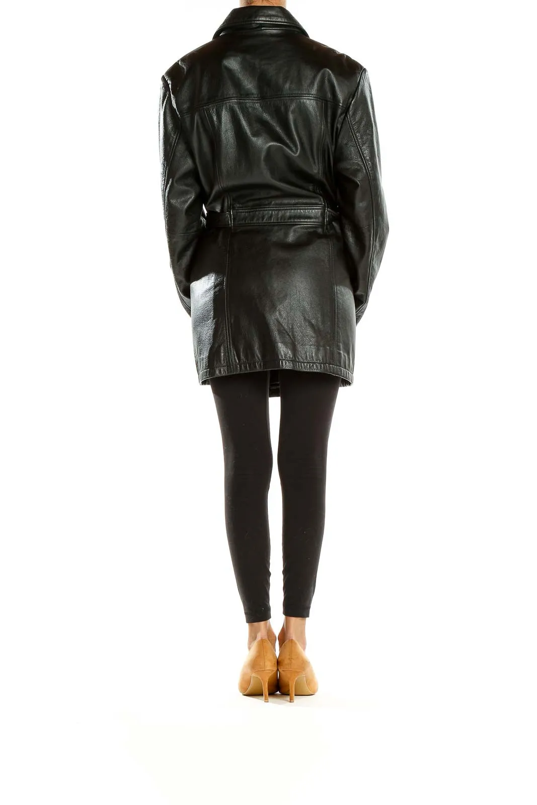 Black Leather Trench Jacket