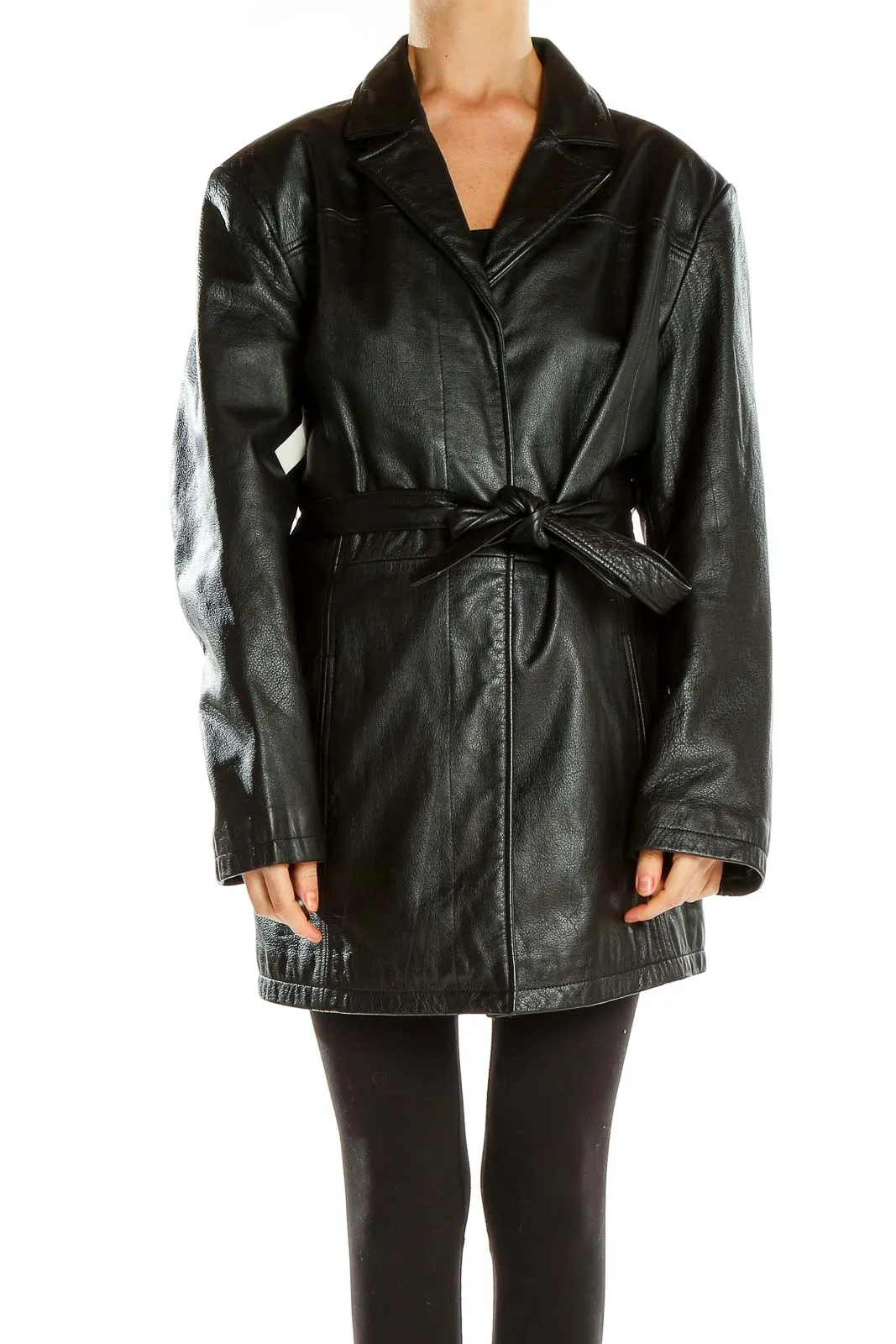 Black Leather Trench Jacket