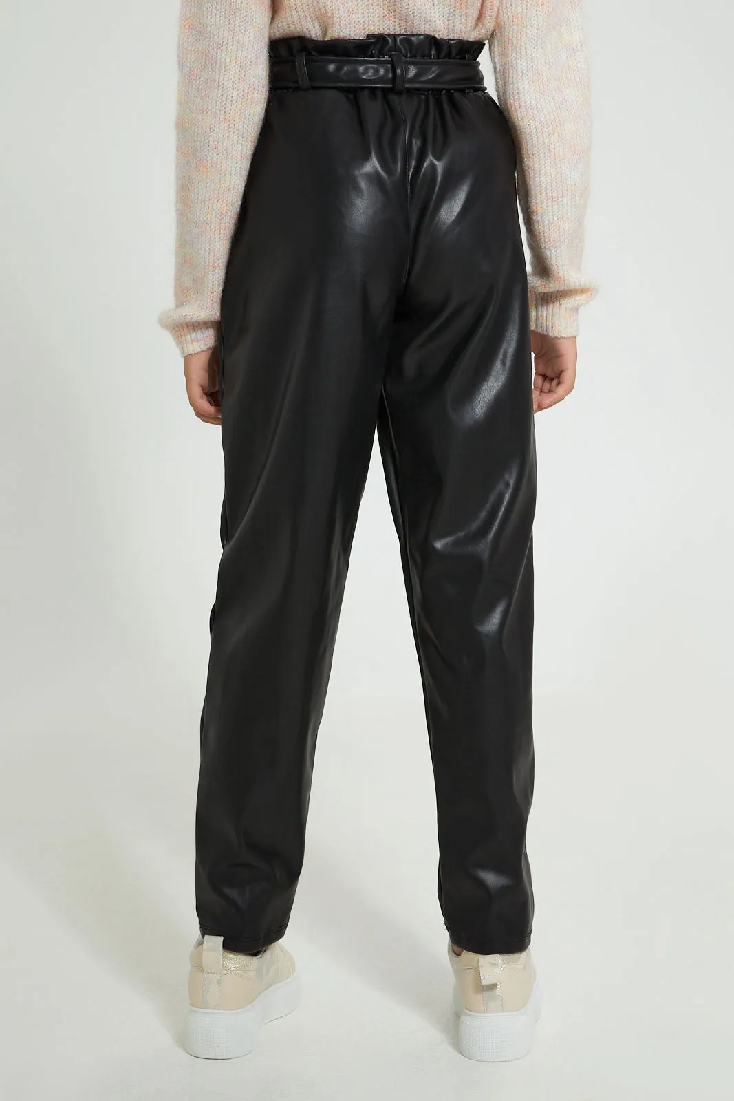 Black Paperbag Trouser With Belt