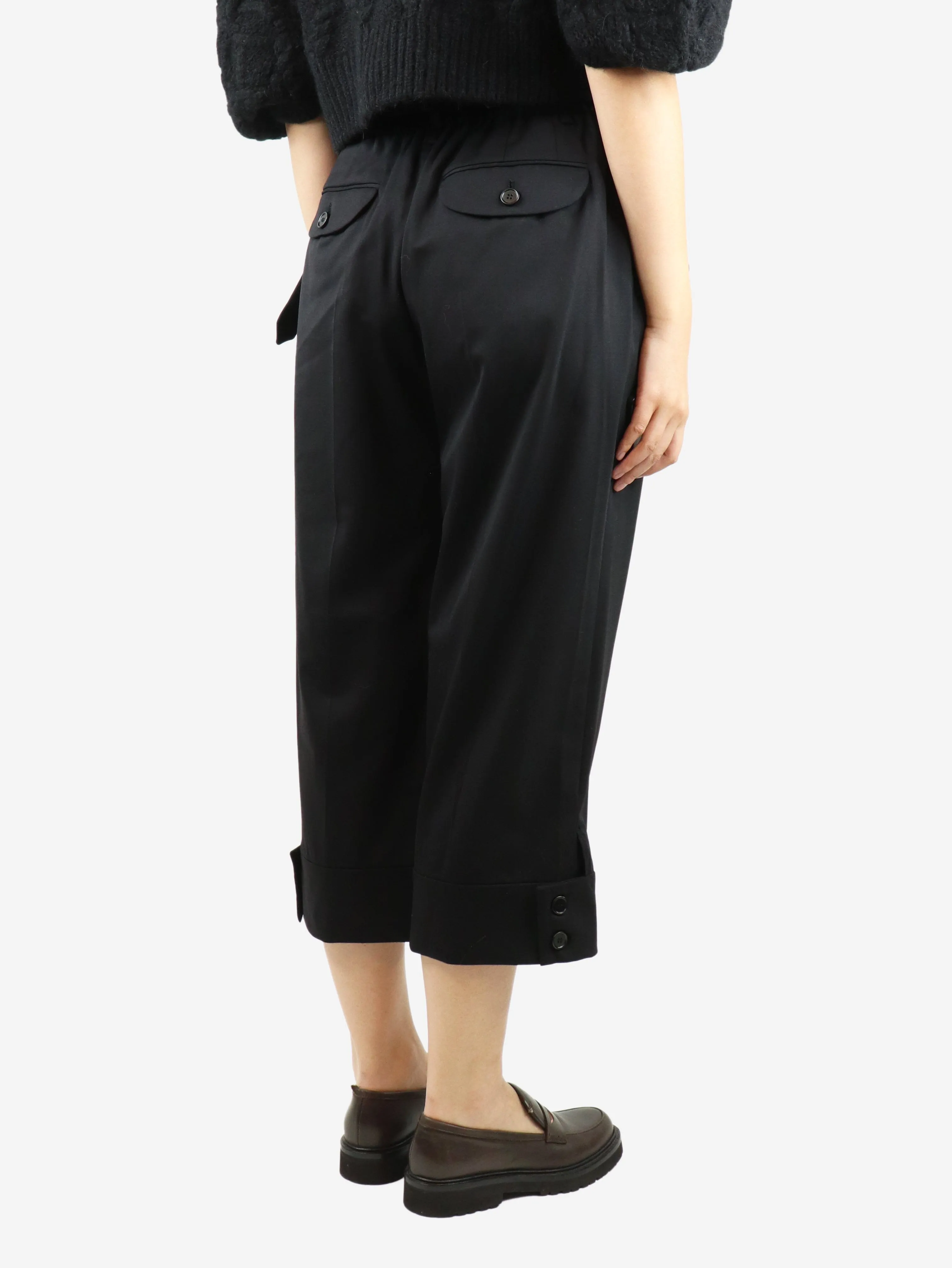 Black paperbag wool trousers - size UK 10