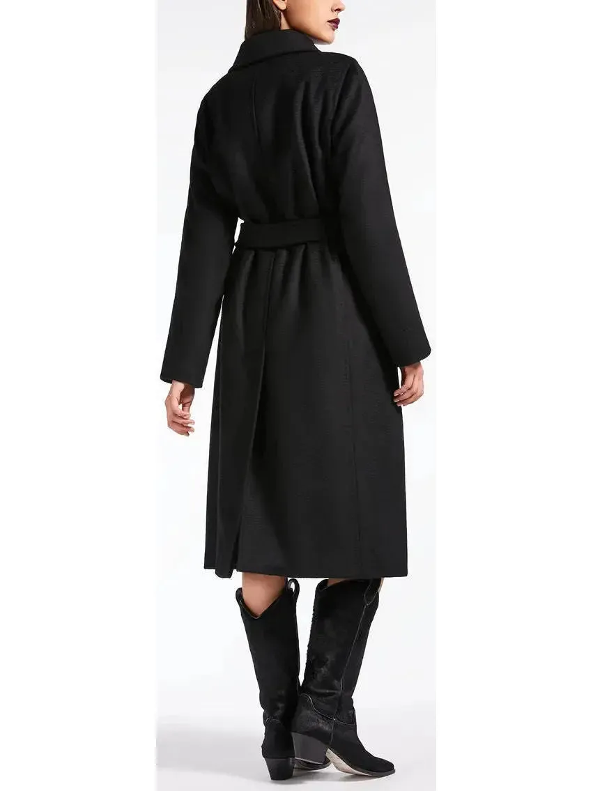 Black Wrap Wool and Cashmere Icon Coat