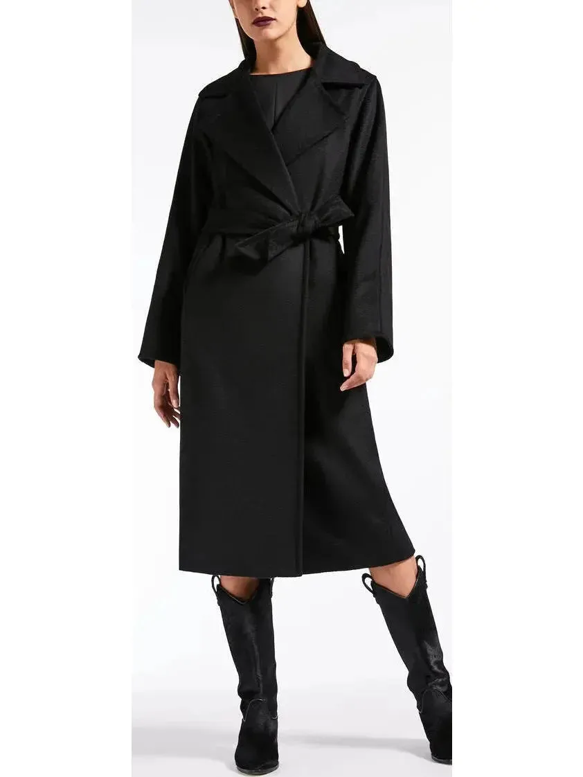 Black Wrap Wool and Cashmere Icon Coat