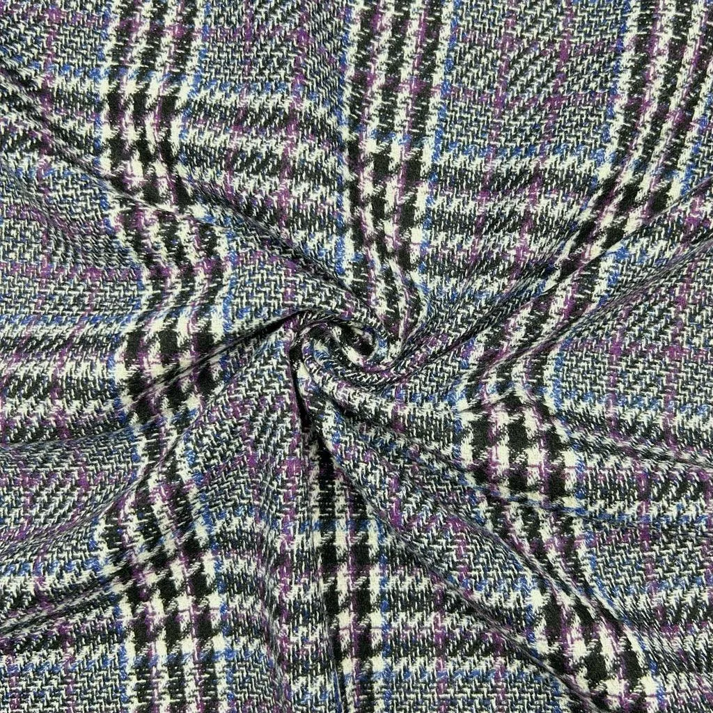 Blue/Purple Checkered Wool Blend Fabric