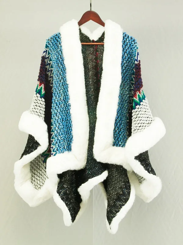 Boho Faux Fur Shawl Cardigan