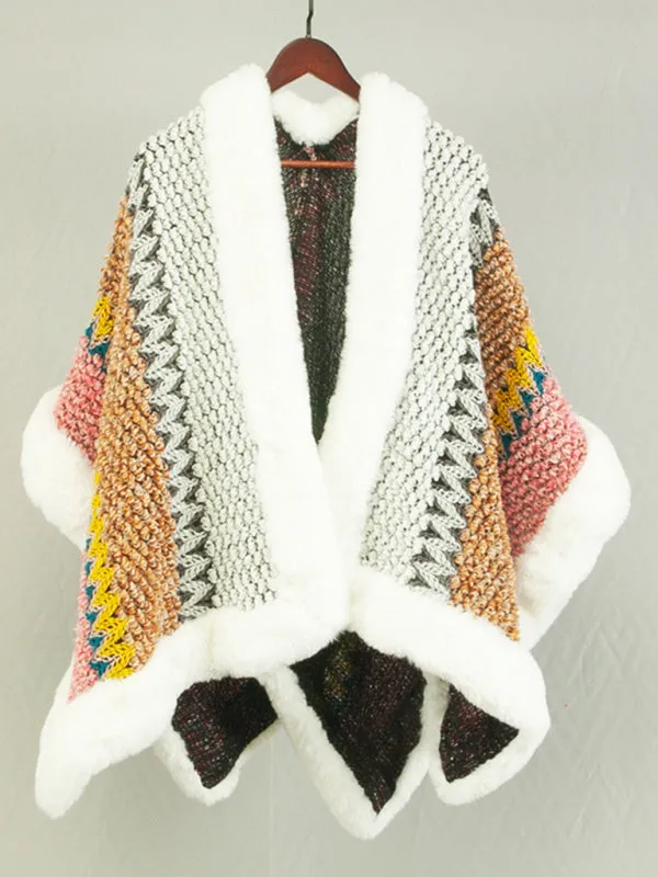 Boho Faux Fur Shawl Cardigan