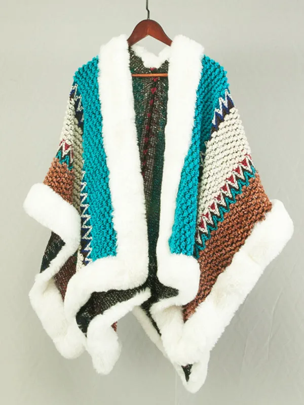 Boho Faux Fur Shawl Cardigan