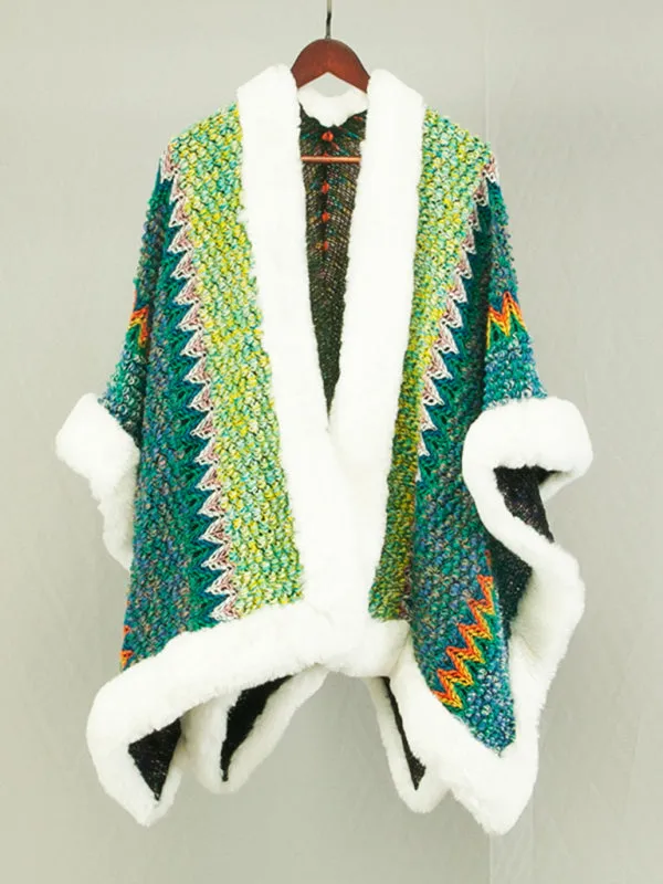 Boho Faux Fur Shawl Cardigan