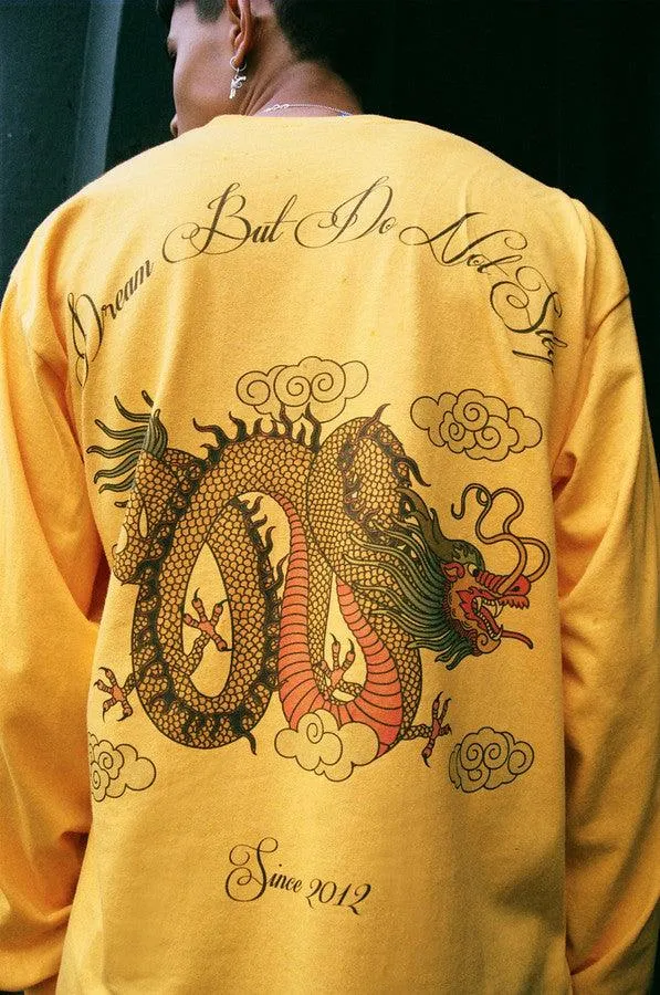 Chinese Dragon Design On Gold Long Sleeved T-shirt