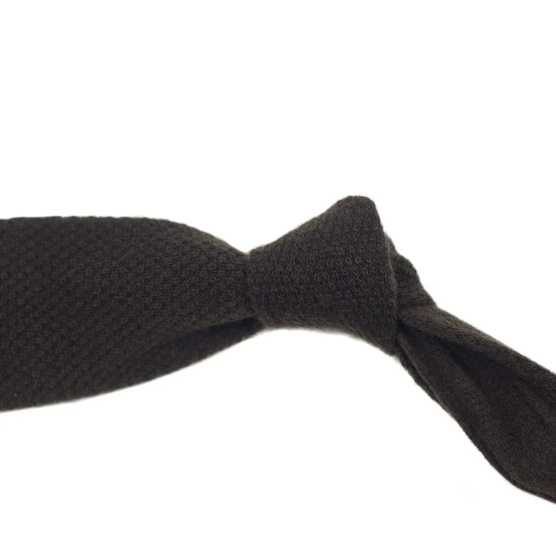 Chocolate brown wool & cashmere knit tie