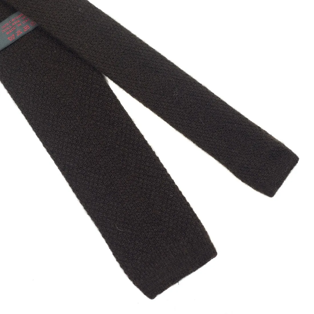 Chocolate brown wool & cashmere knit tie