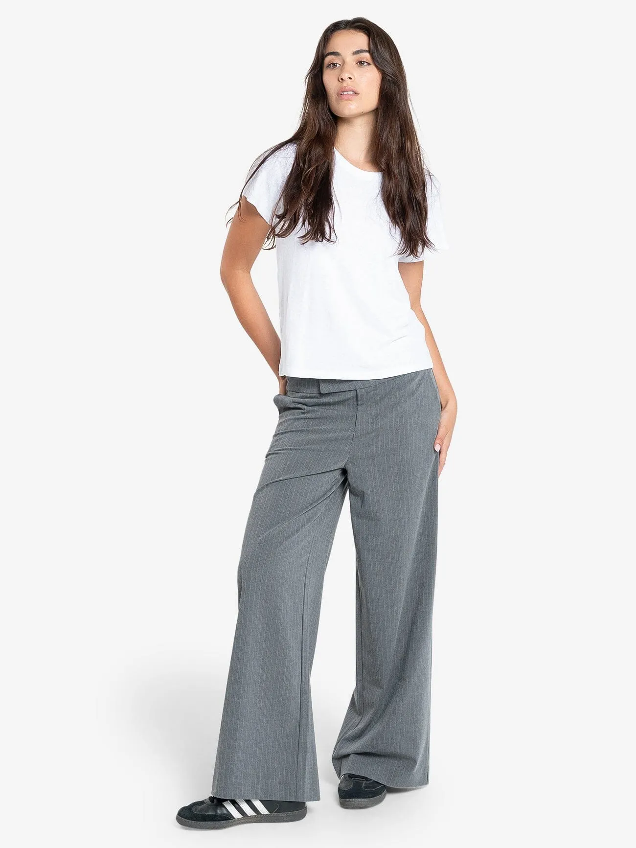 Christina Pinstripe Trouser - Metal Grey