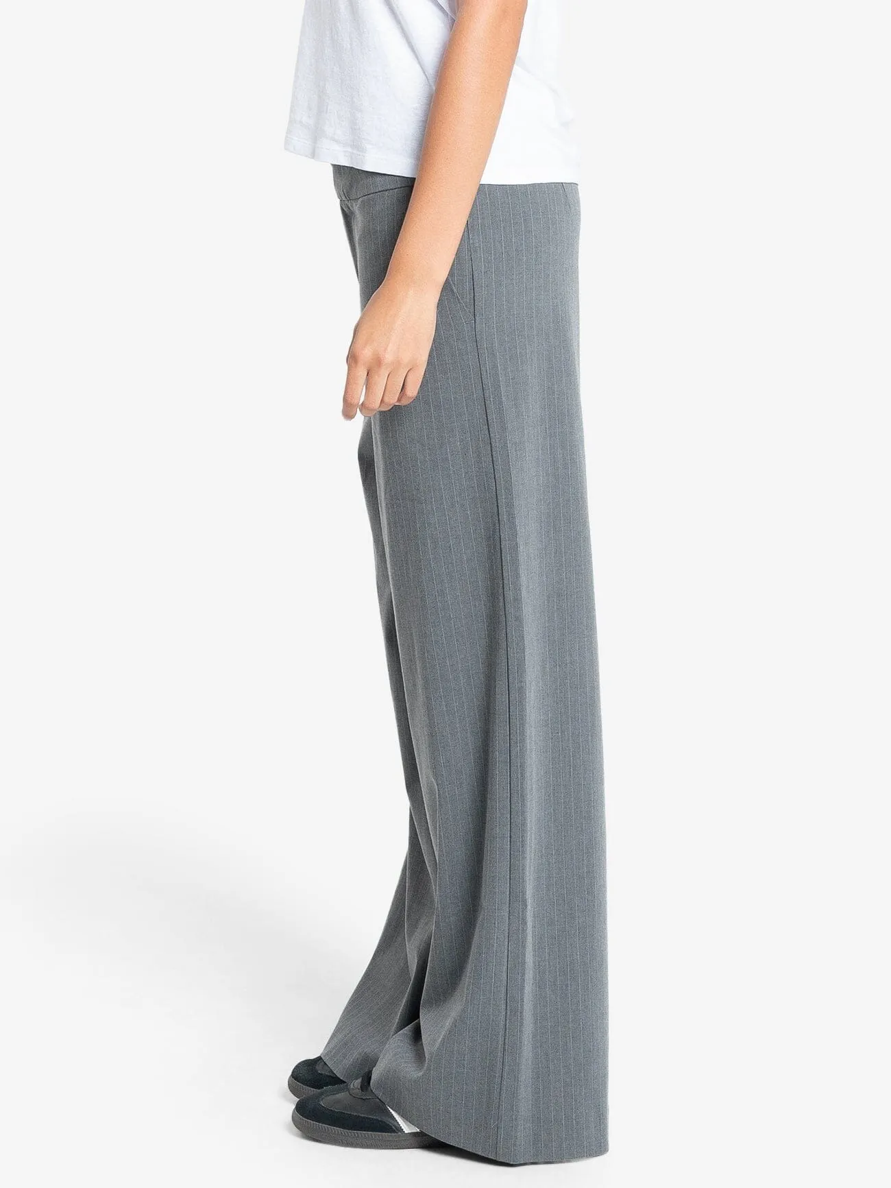 Christina Pinstripe Trouser - Metal Grey