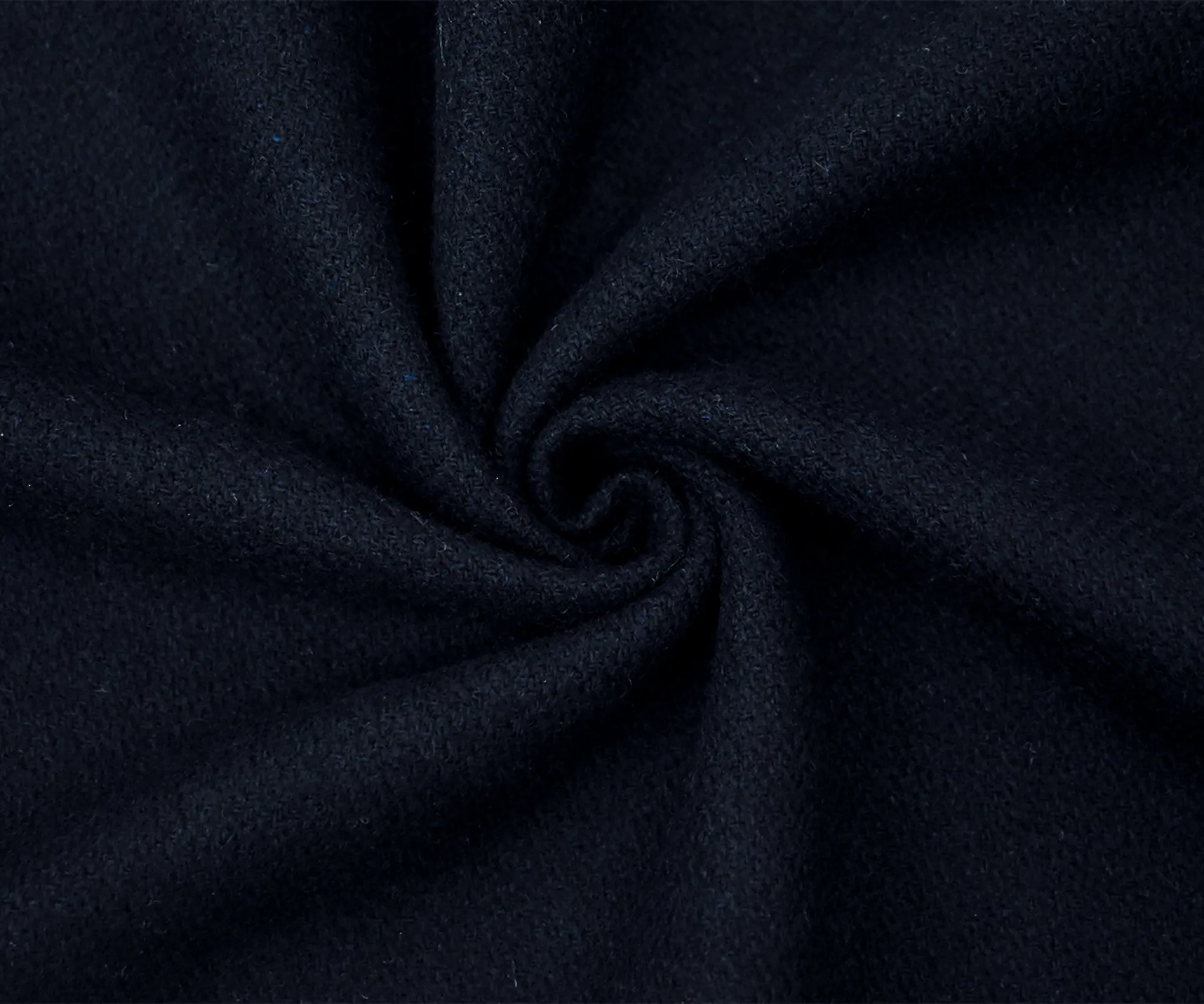 Deep Navy-Black Wool Texture Dobby Woven Single Brushed Jacketing Fabric