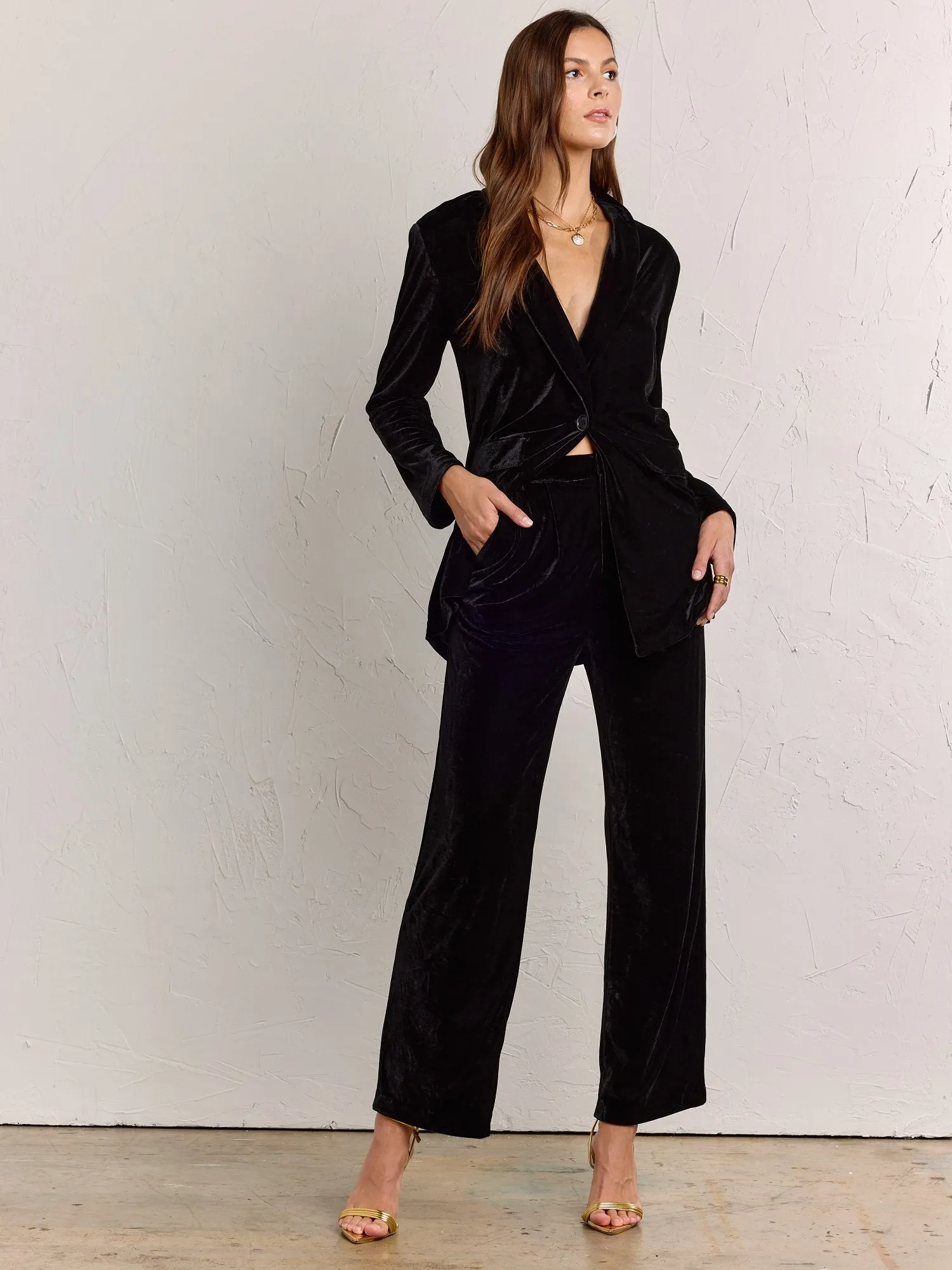 Endless Rose Velvet High Waisted Wide Leg Pant - Brands We Love