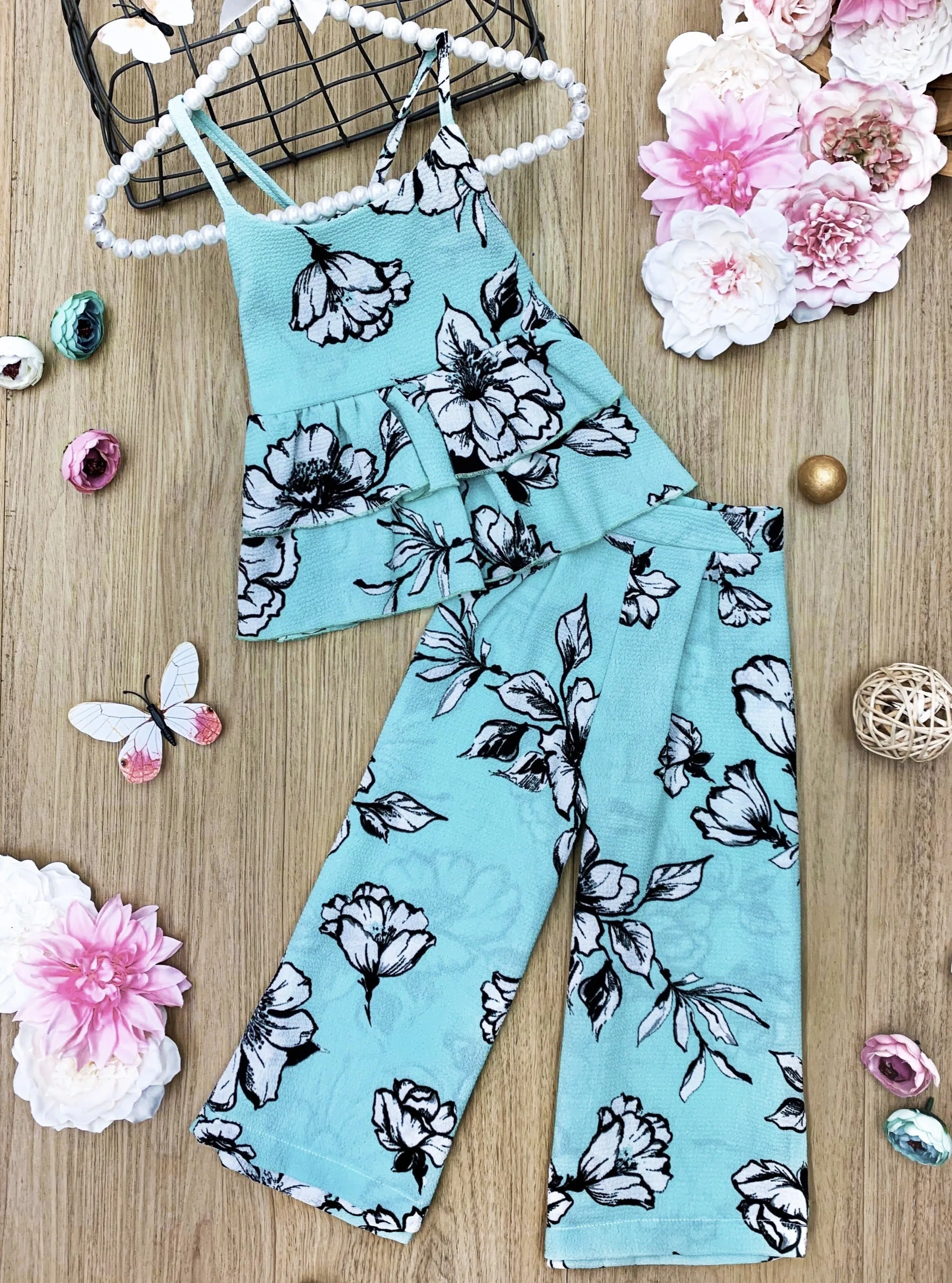 Floral Fantasy Palazzo Pants Set