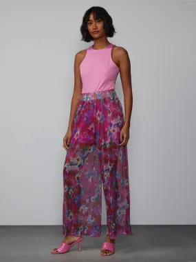 Floral Plisse Palazzo Pant