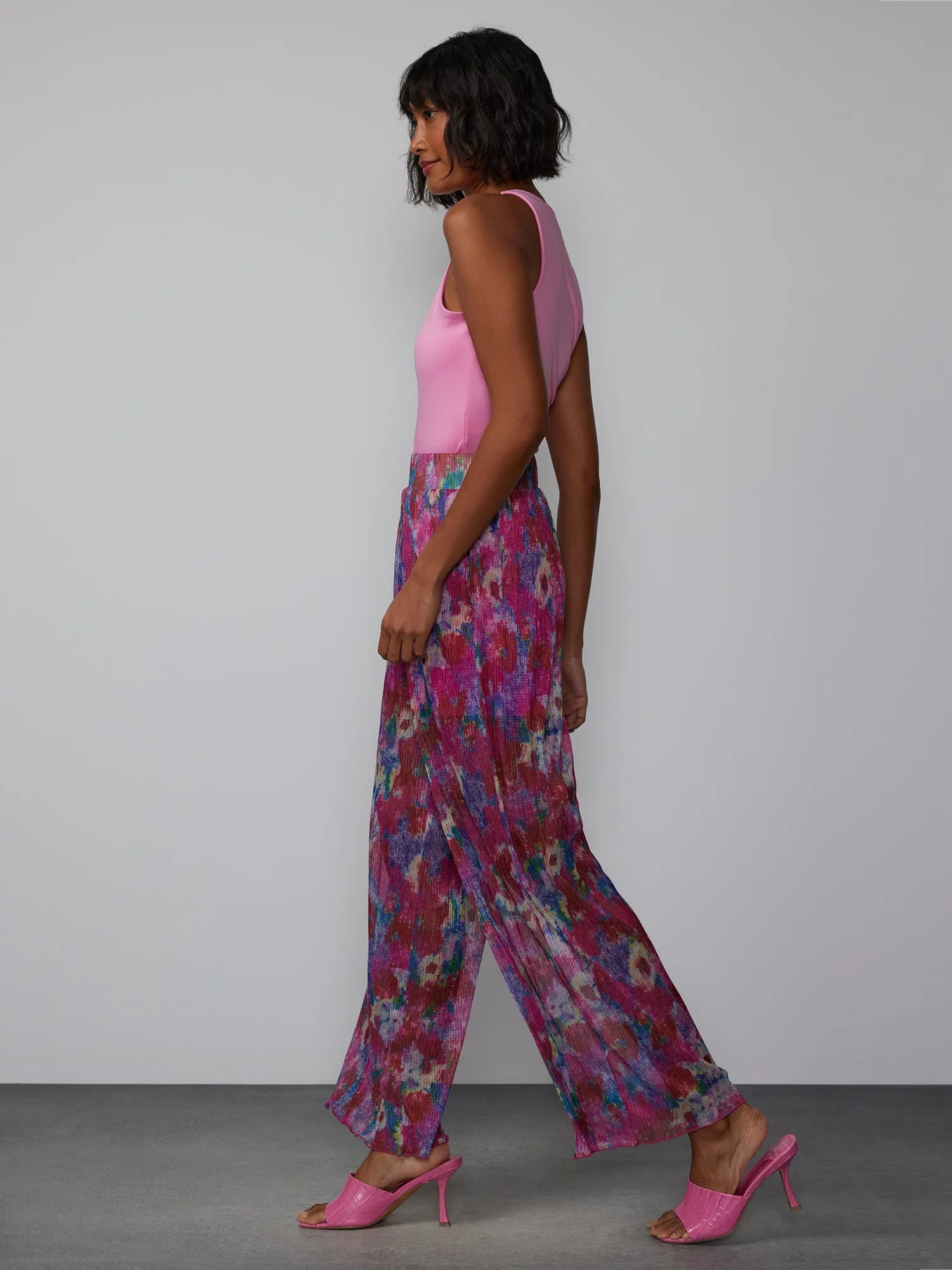 Floral Plisse Palazzo Pant