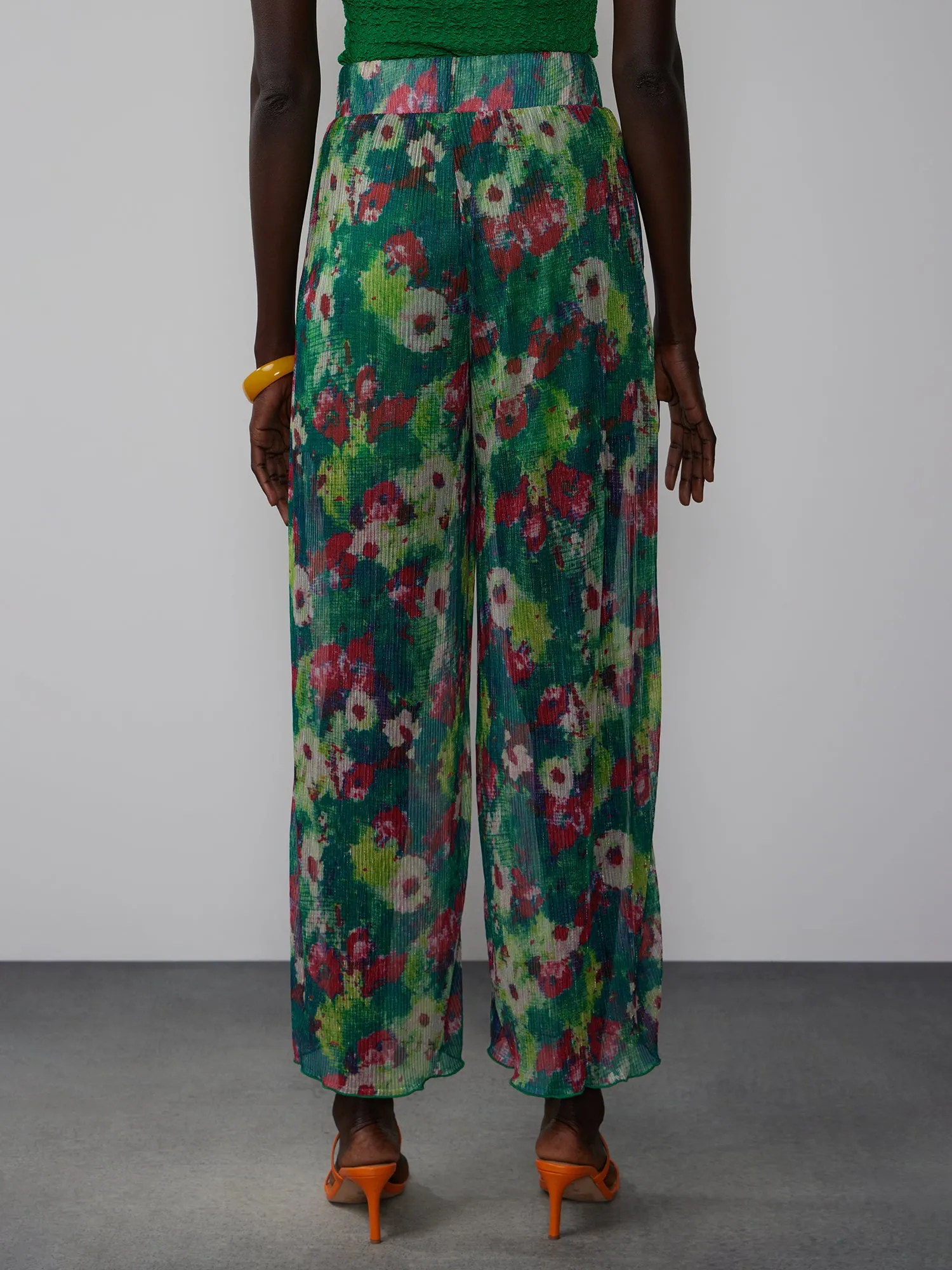 Floral Plisse Palazzo Pant