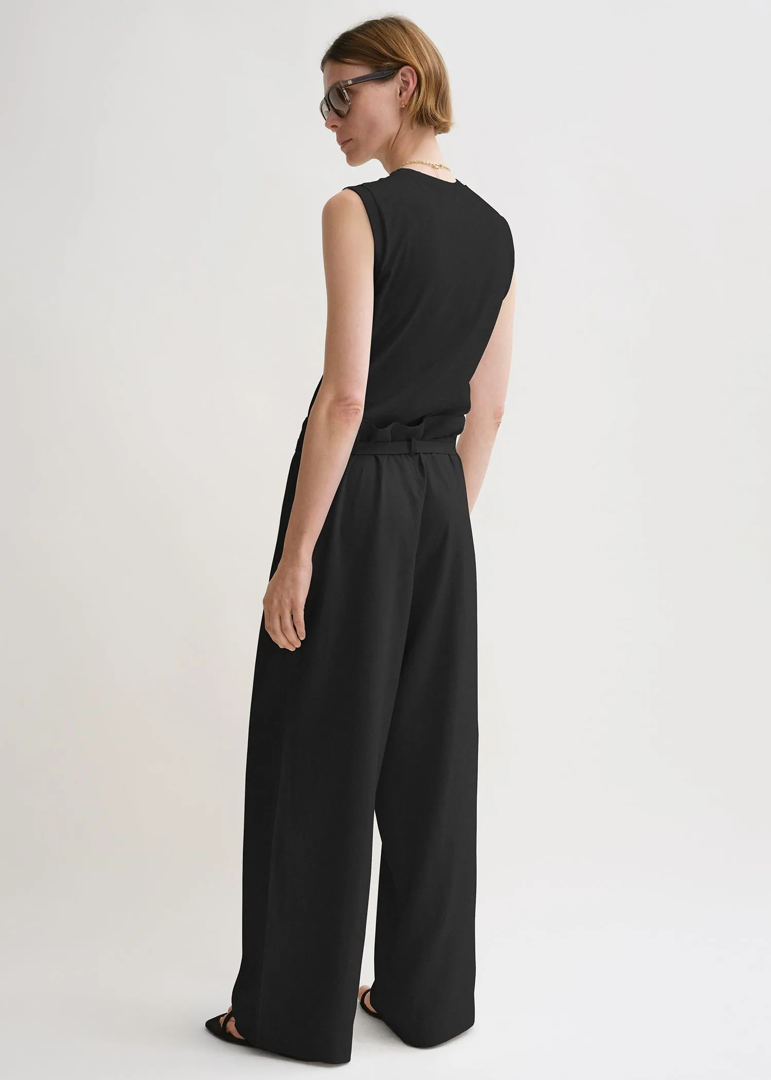 Fluid tie-waist trousers black