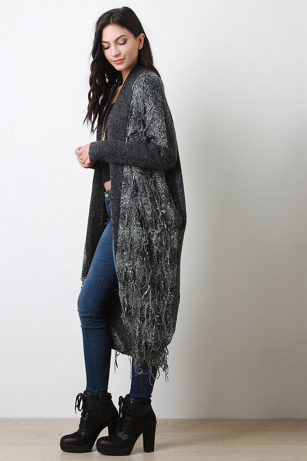 Frayed Longline Cardigan