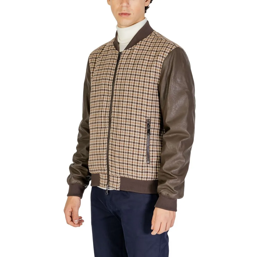 Gianni Lupo Brown Polyester Jacket