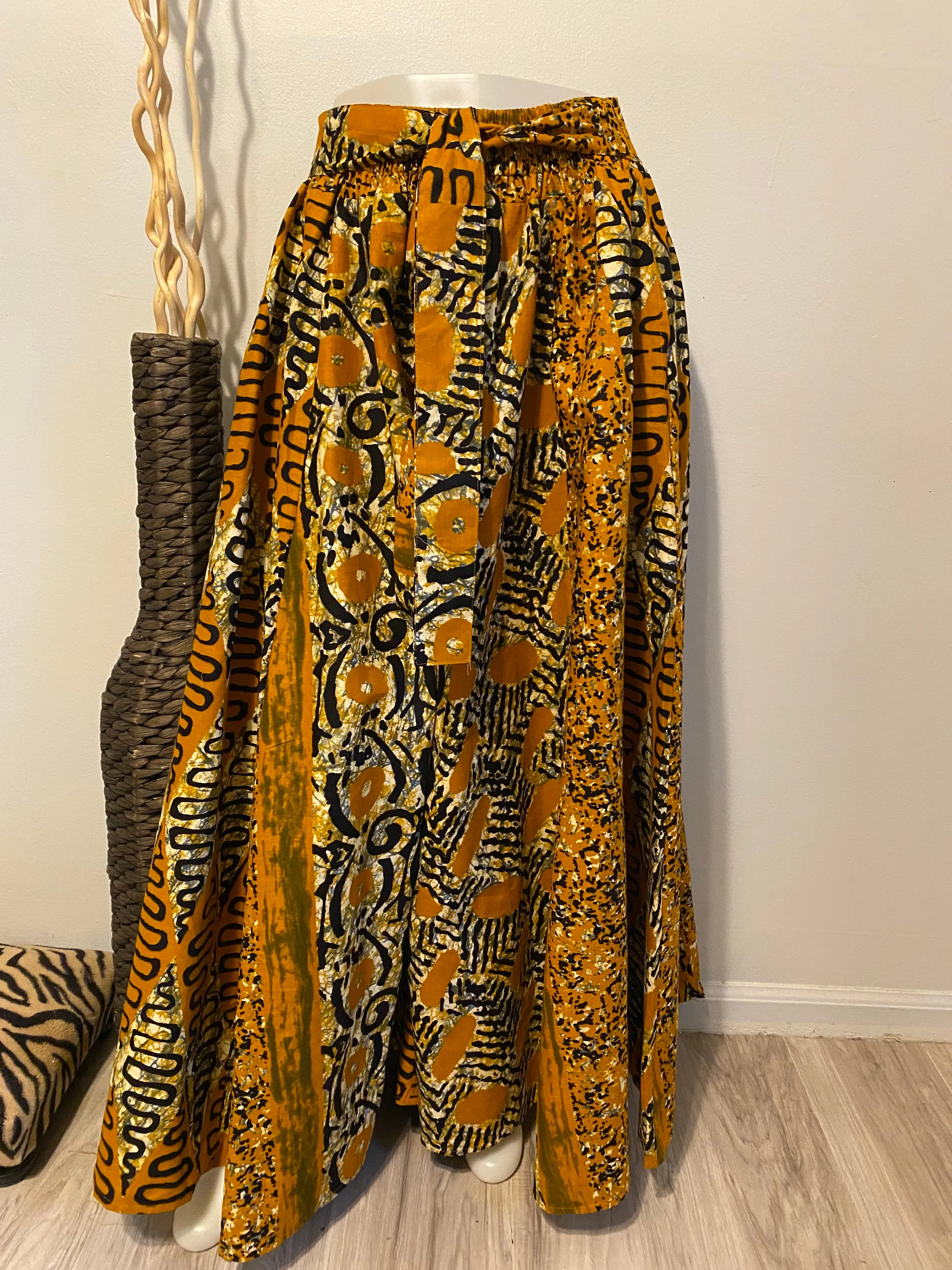 Gold African Print Palazzo Pants