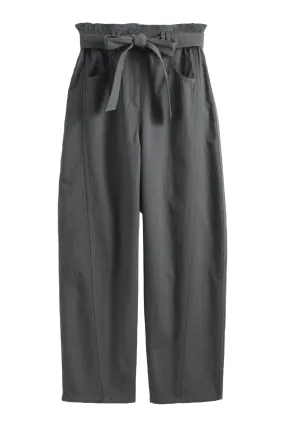 Grey Paperbag Waist Trousers