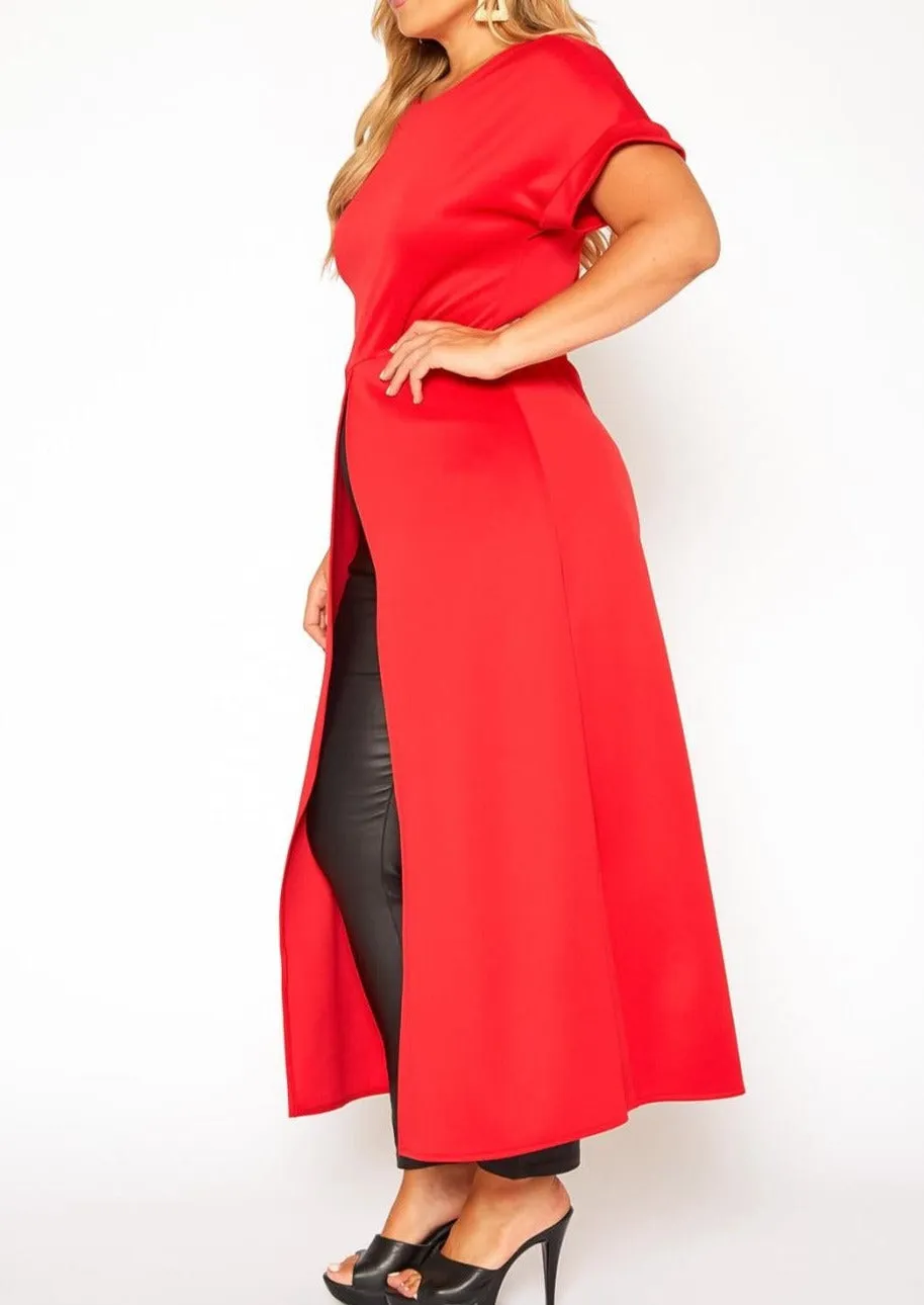 HI CURVY Plus Size Centered Split Hem Longline Tops