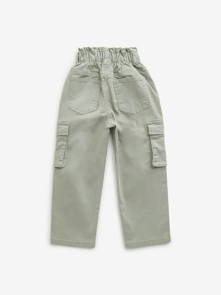 HOP Kids Sage Mid-Rise Paperbag Waist Trousers