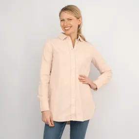 Jane Pink Fine Cord Long Sleeve Corduroy Longline Tunic Shirts Casual Tops