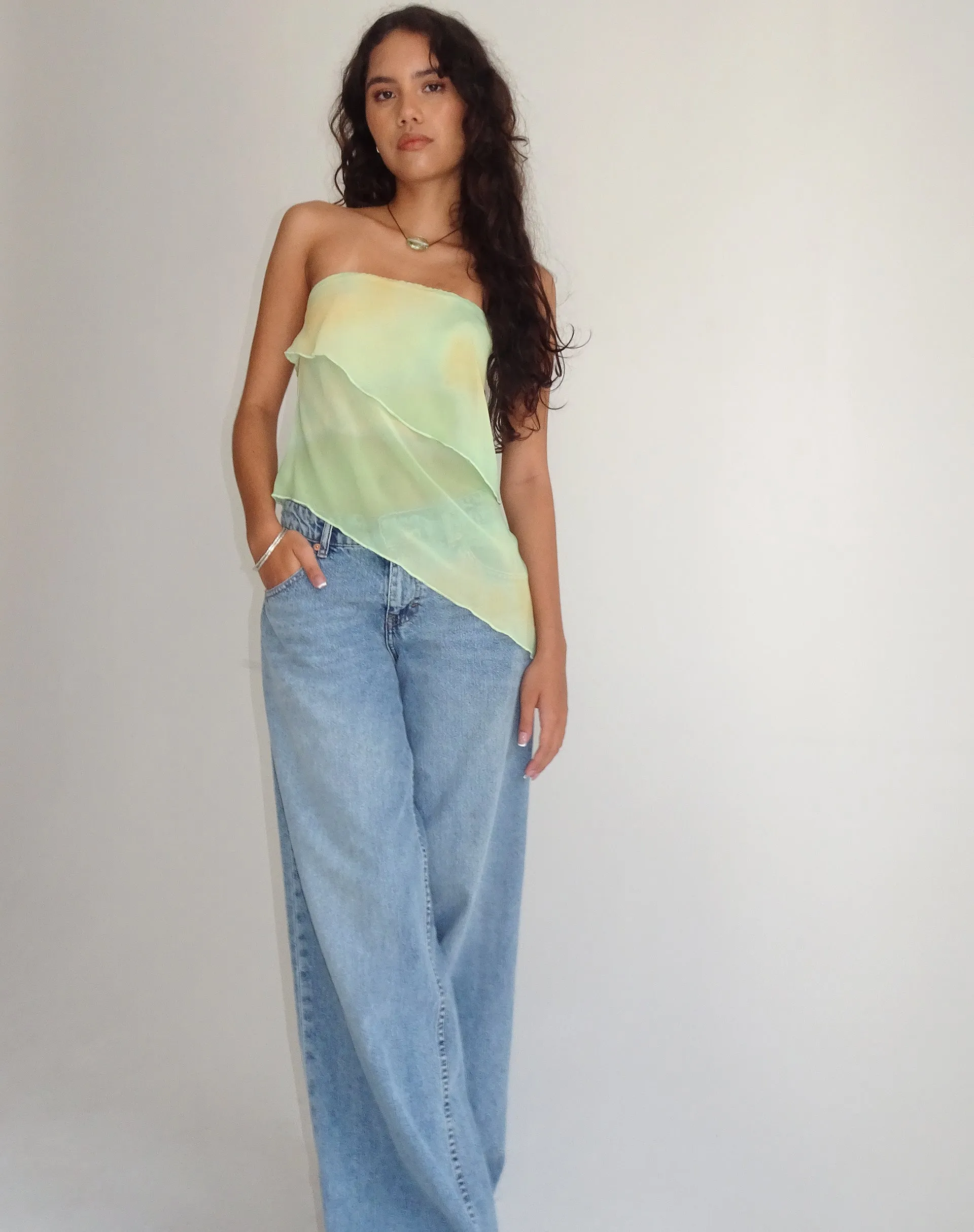 Joyce Longline Waterfall Tube Top in Yellow Watercolour