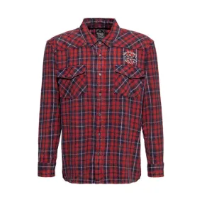 King Kerosin Wolves Checkered Shirt Red / Blue