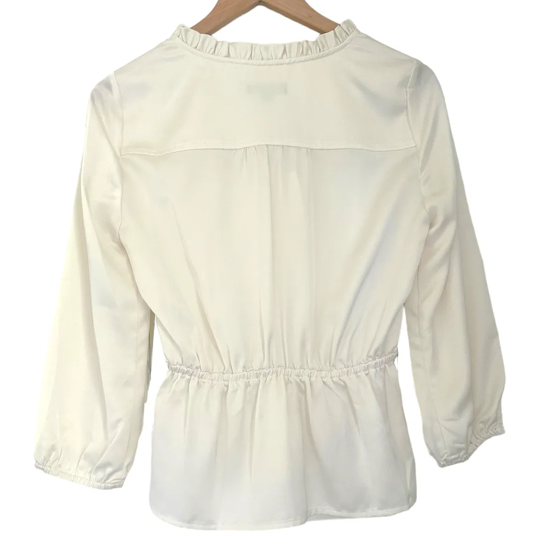 Light Summer Ivory Peplum Hem Silky Blouse