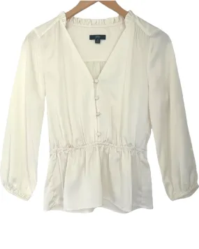 Light Summer Ivory Peplum Hem Silky Blouse