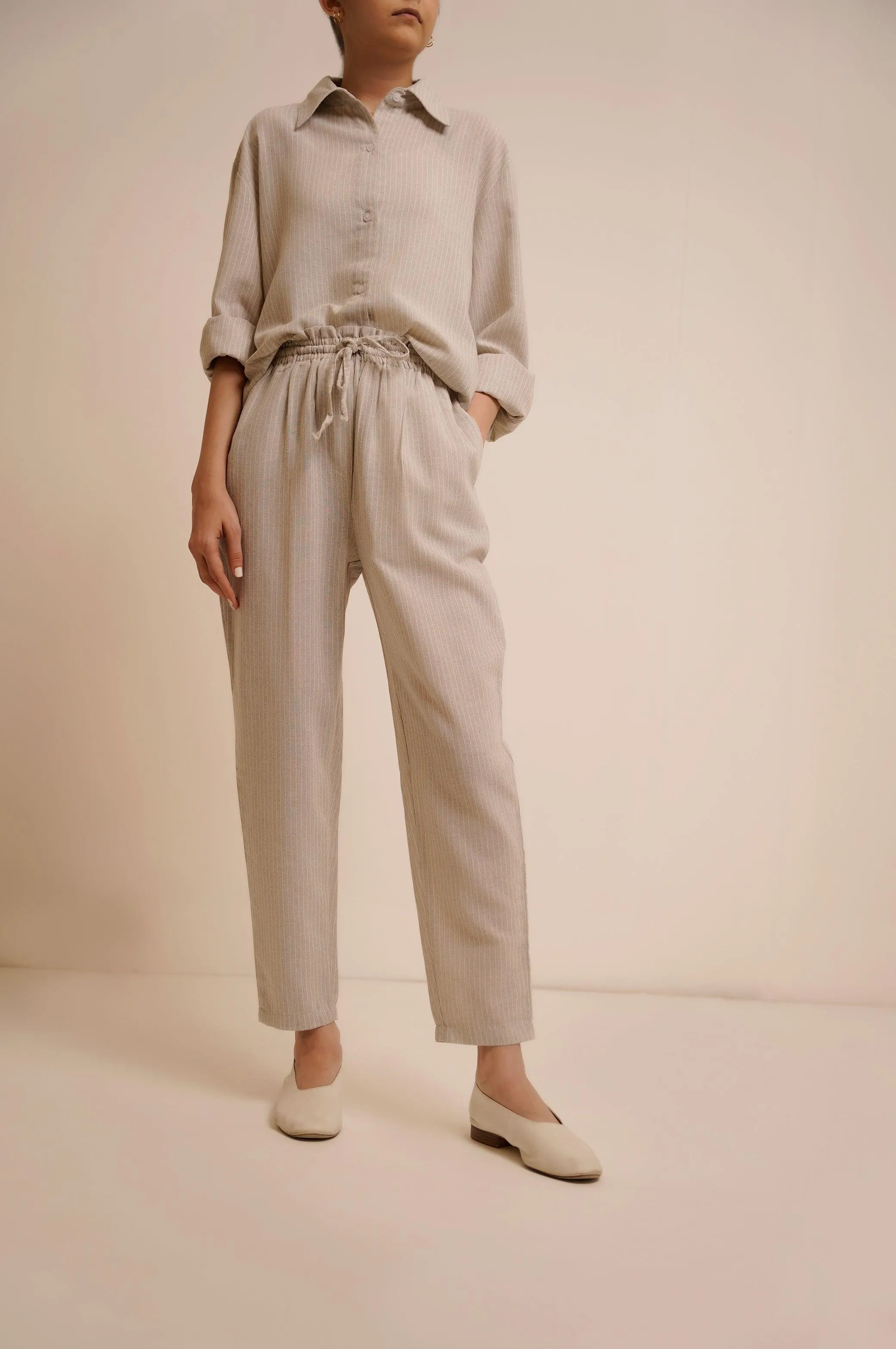 LINEN PAPERBAG PANTS