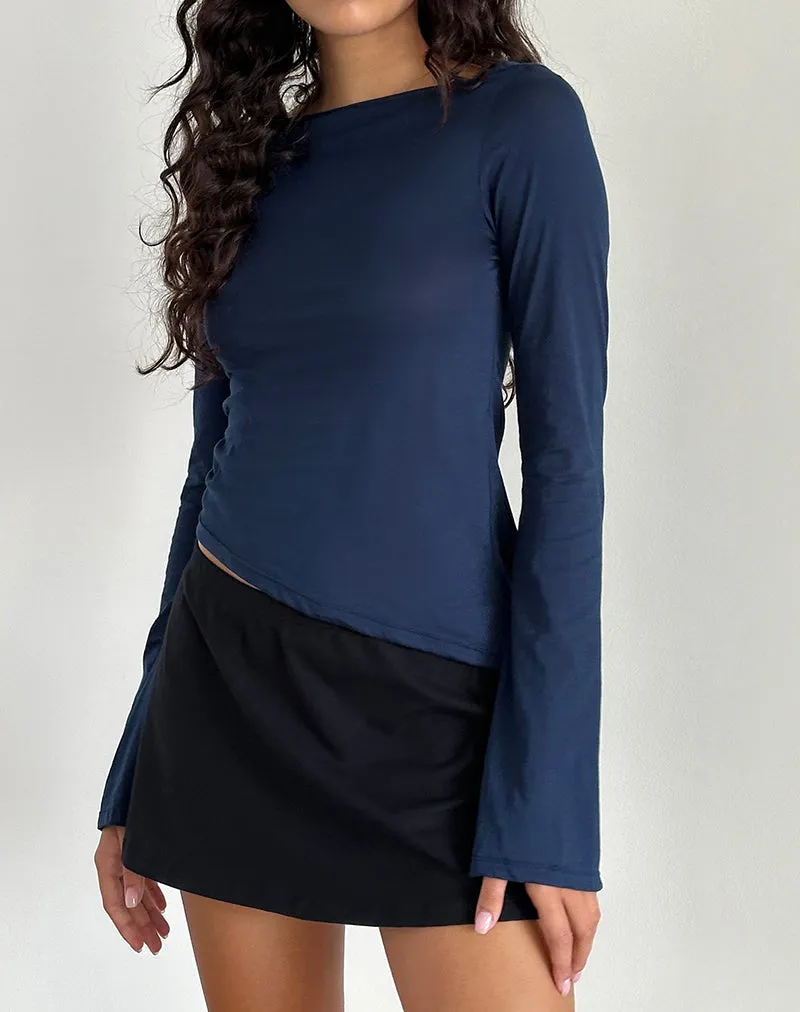 Lunica Long Sleeve Top in Tissue Jersey Navy