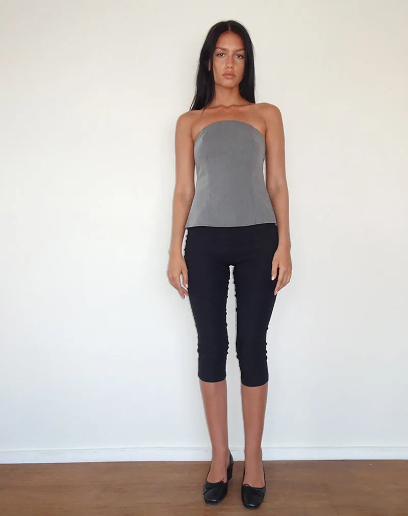 Mairi Longline Bandeau Top in Charcoal Tailoring