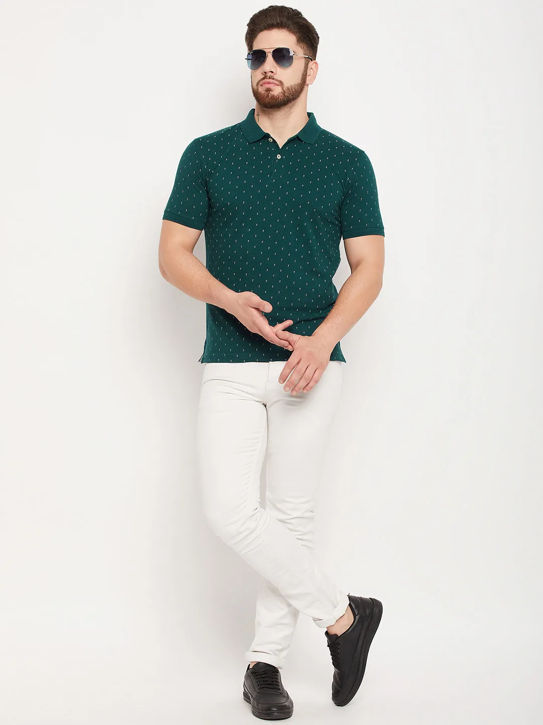 Men Green Polo T-Shirt