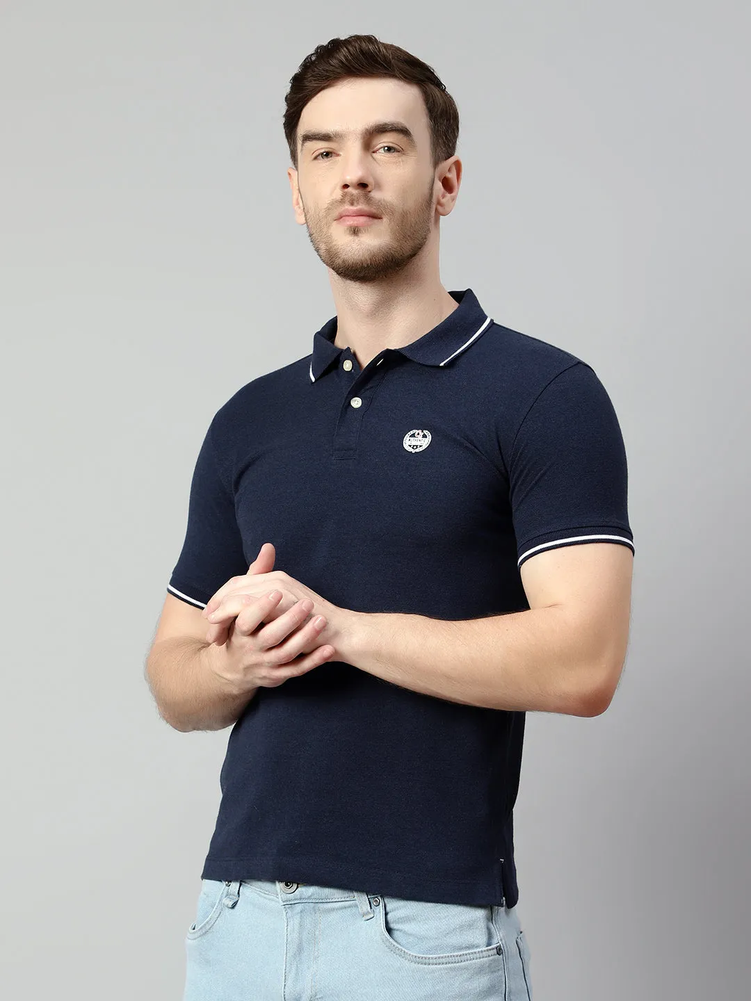 Men Indigo Melange T-Shirt