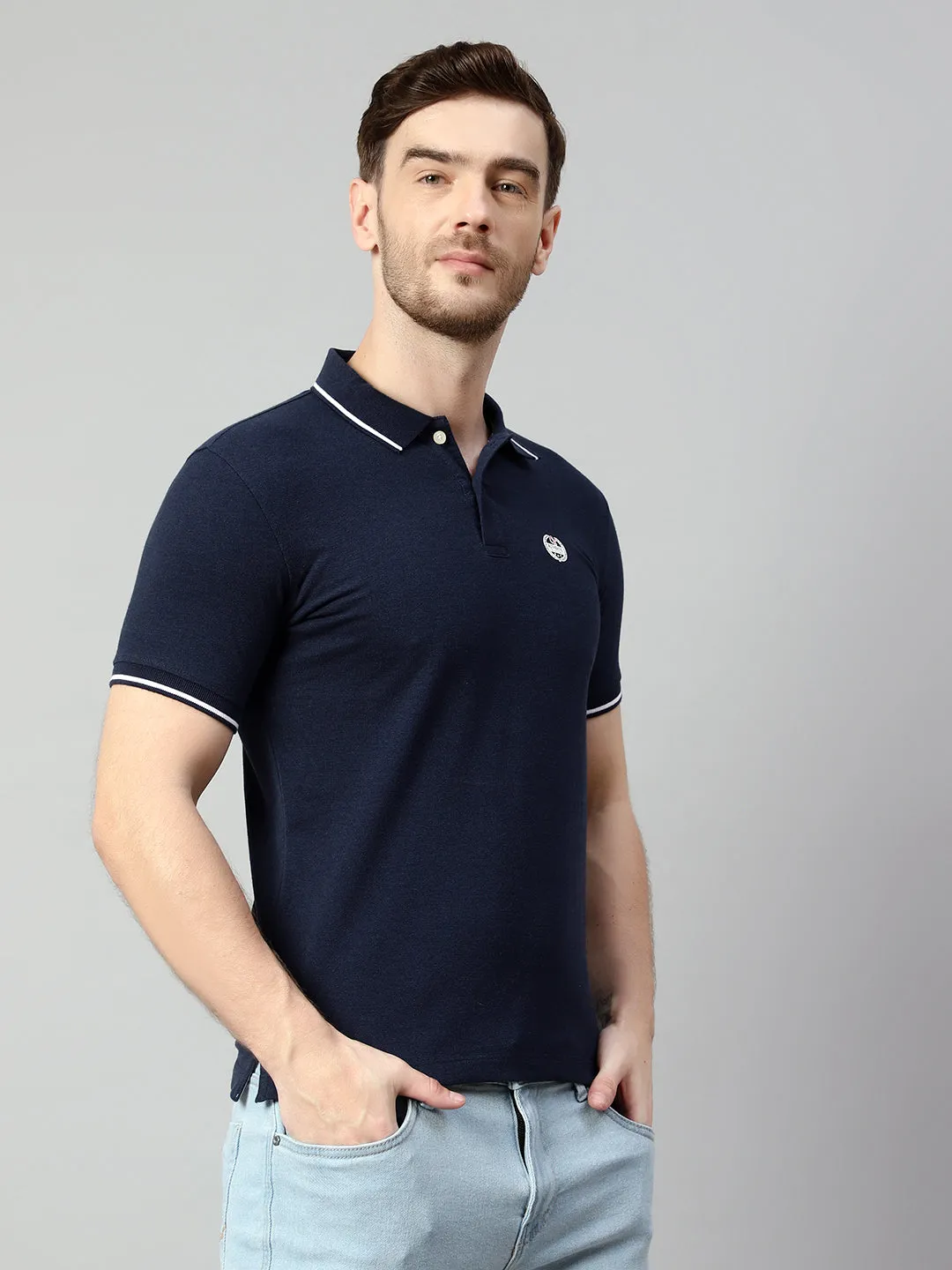 Men Indigo Melange T-Shirt