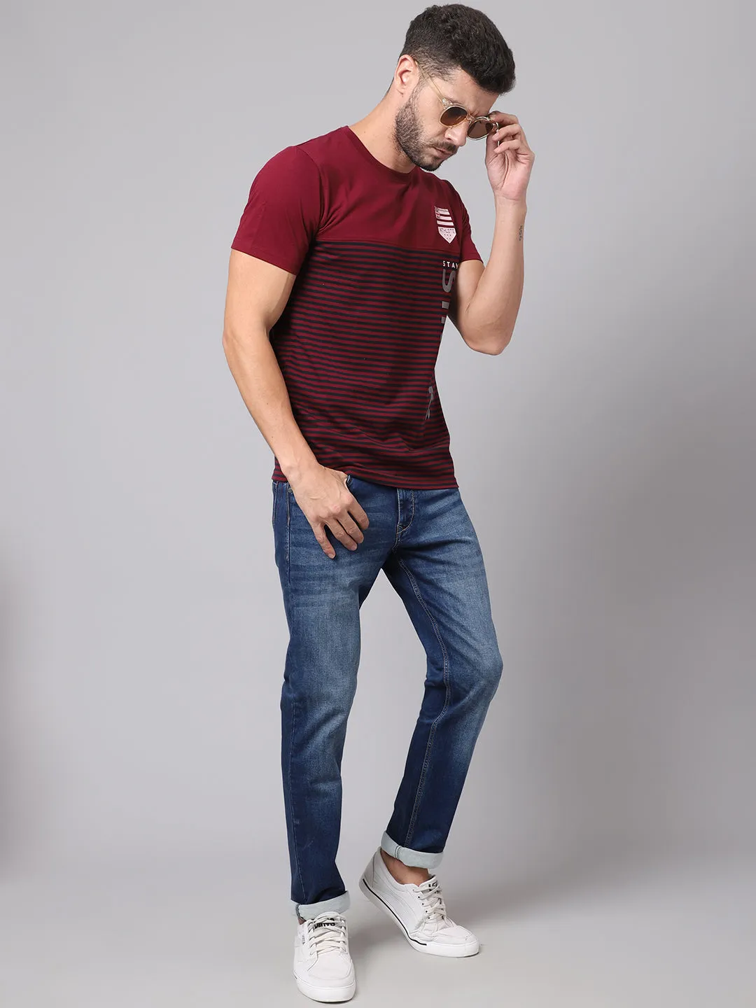 Men Maroon T-Shirt