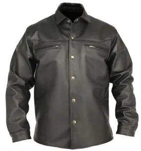 Mens Made in USA Black Or Brown Horsehide Leather Motorcycle Shirt