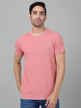 Men's Pink  Round neck Half Sleeve T-Shirt