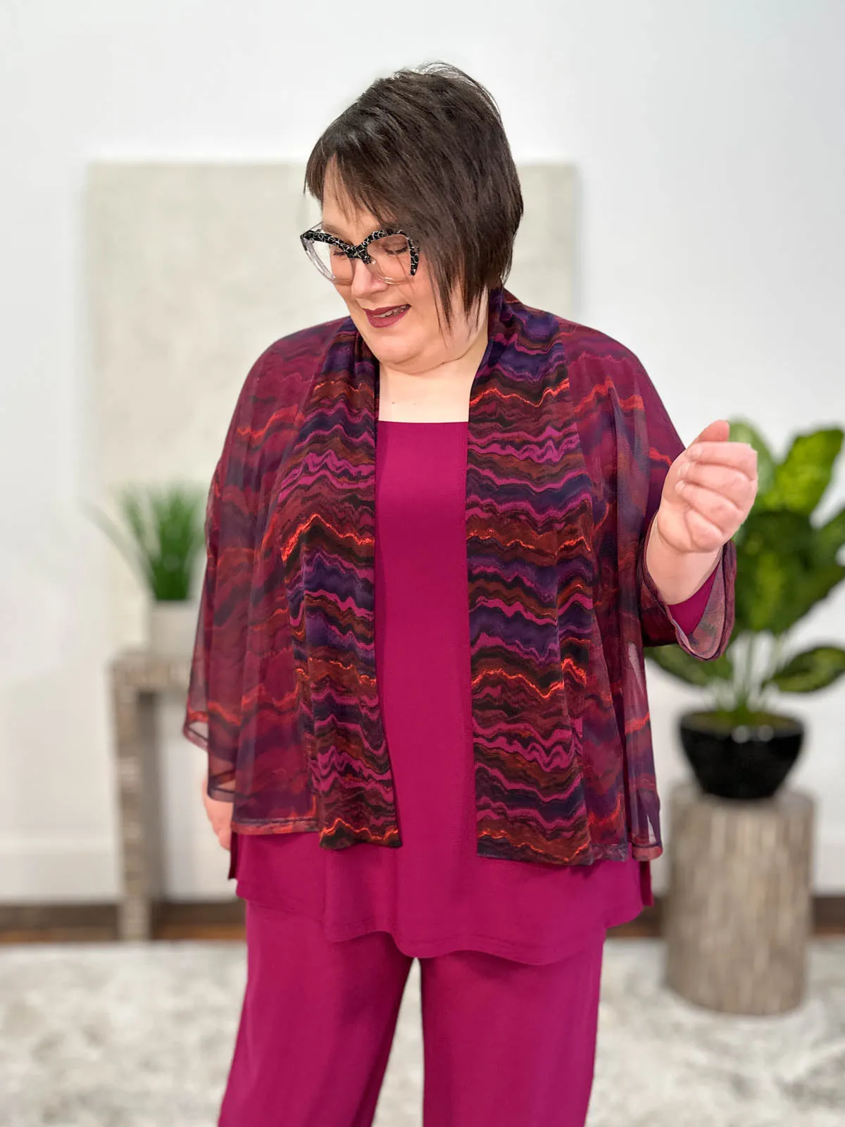 Mezza Luna Cardigan, Mesh, Digital Agate