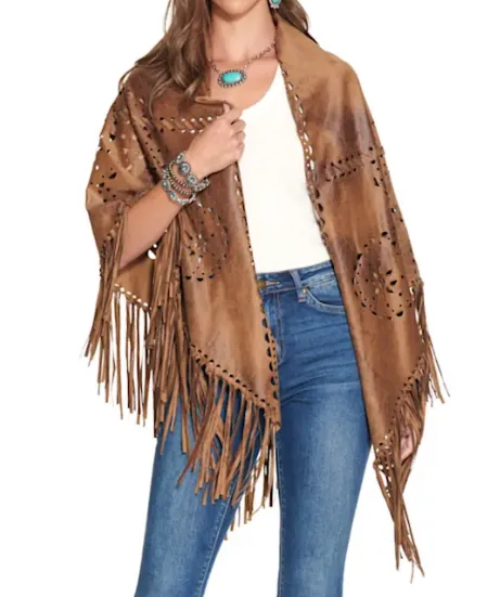 Montana Co Women's Carmel Fringed Shoulder Wrap (S-222)