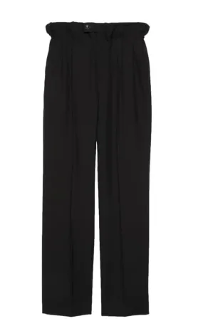 PAPERBAG-WAIST STRAIGHT-LEG WOOL TROUSERS